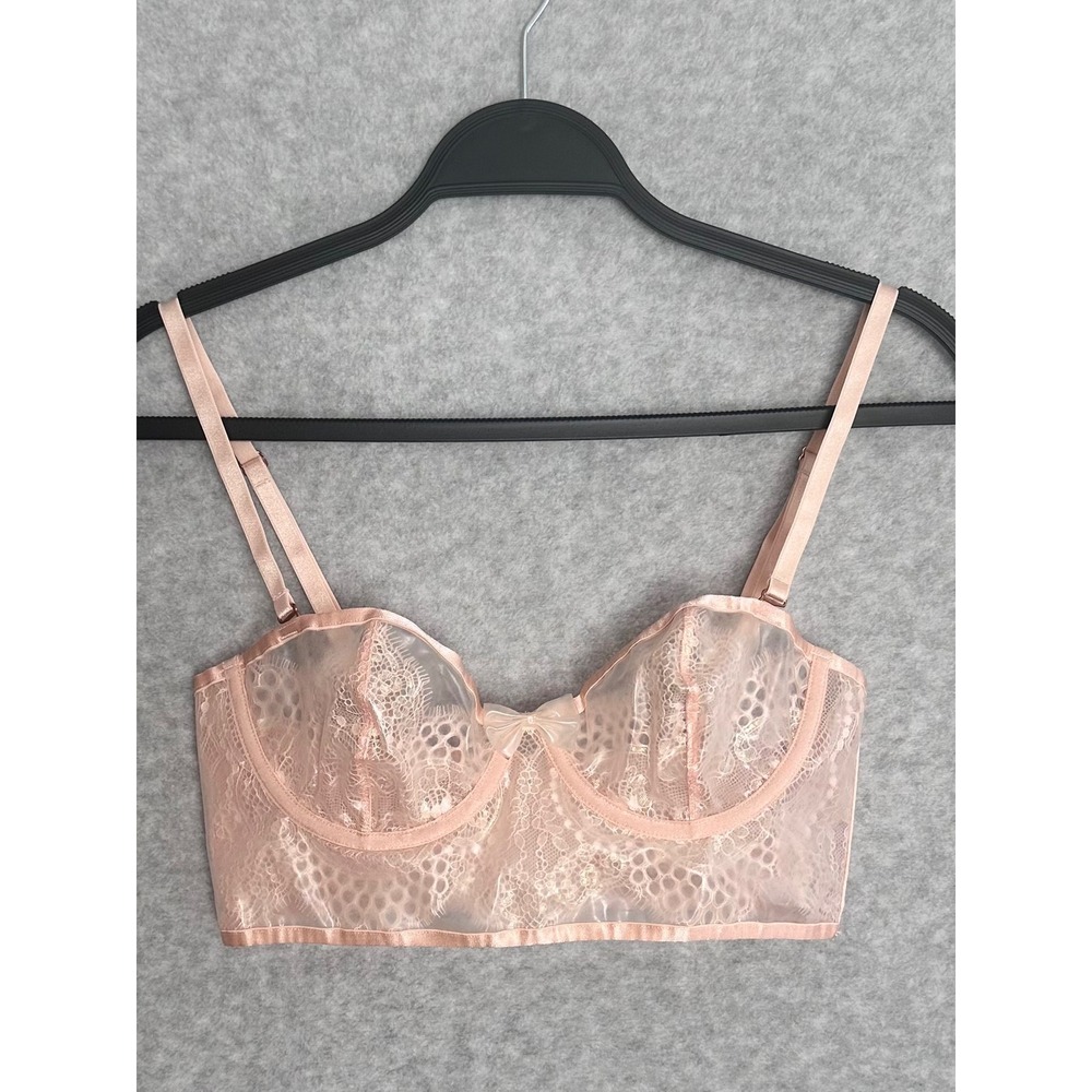 Savage X Fenty Lace Clear Vinyl Balconette Top S Fairy Whimsy Festival Dainty